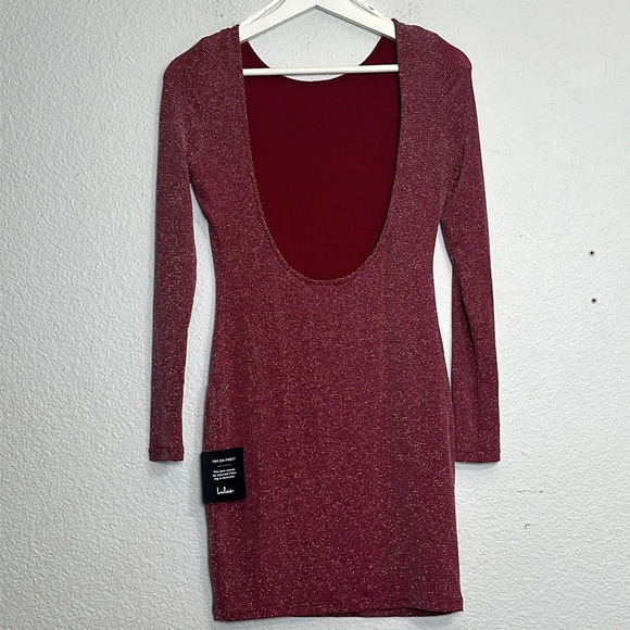 Lulus Gift of Love Backless Long Sleeve Bodycon Mini Short Dress Size Large NWT - Picture 4 of 14